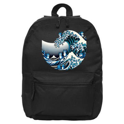 Cute Wave Of Blue Cats For Kamala Funny 16 in Basic Backpack