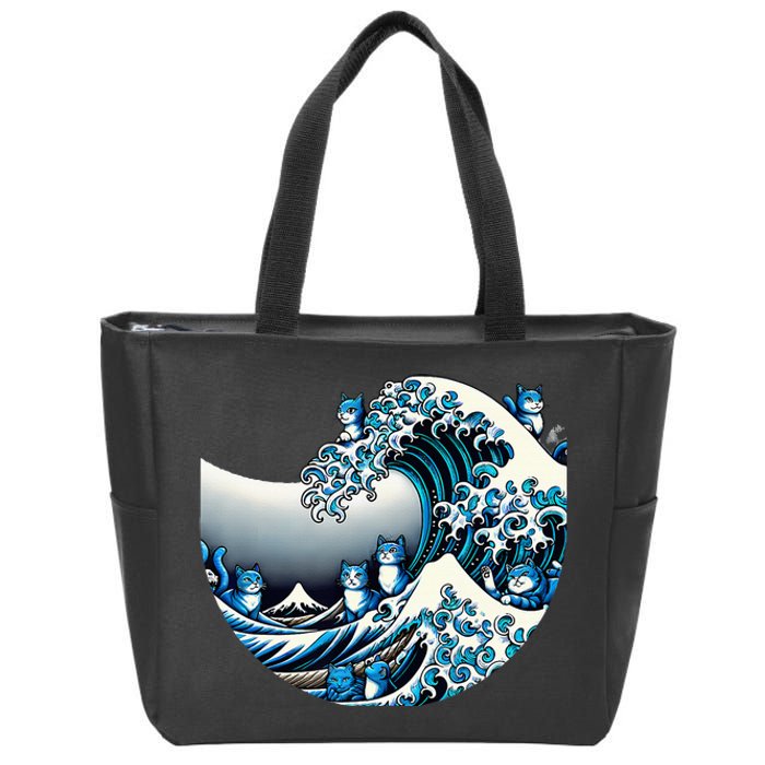 Cute Wave Of Blue Cats For Kamala Funny Zip Tote Bag