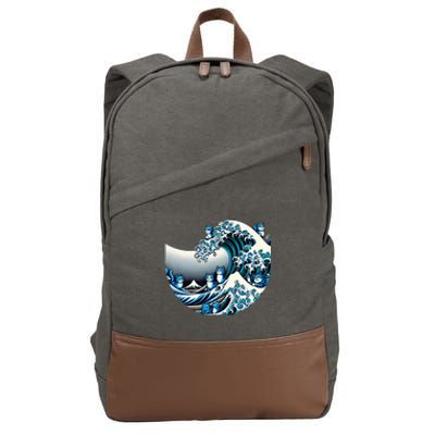 Cute Wave Of Blue Cats For Kamala Funny Cotton Canvas Backpack