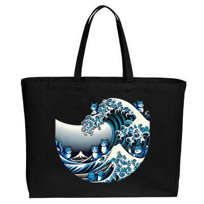 Cute Wave Of Blue Cats For Kamala Funny Cotton Canvas Jumbo Tote