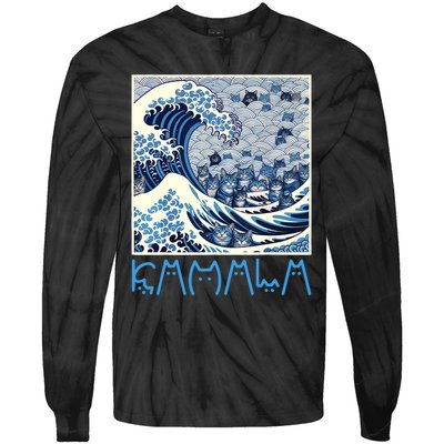 Cute Wave Of Blue Cats For Kamala Tie-Dye Long Sleeve Shirt