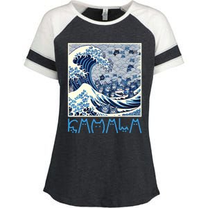 Cute Wave Of Blue Cats For Kamala Enza Ladies Jersey Colorblock Tee