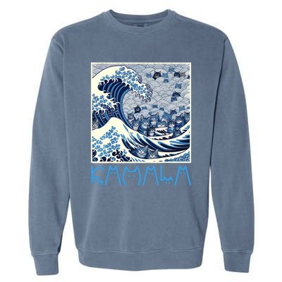 Cute Wave Of Blue Cats For Kamala Garment-Dyed Sweatshirt