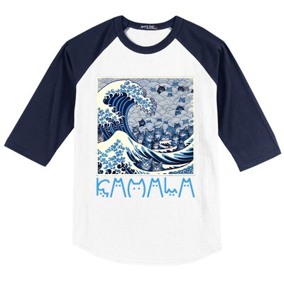 Cute Wave Of Blue Cats For Kamala Baseball Sleeve Shirt