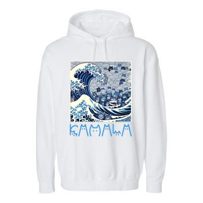 Cute Wave Of Blue Cats For Kamala Garment-Dyed Fleece Hoodie