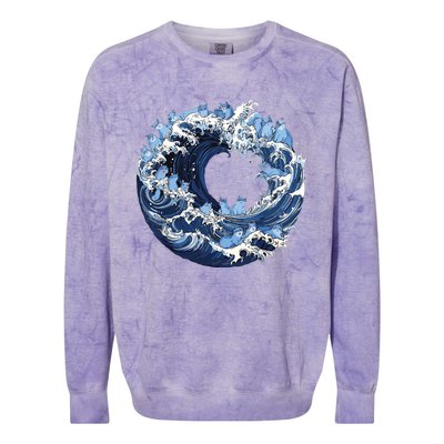 Cute Wave Of Blue Cats For Kamala Colorblast Crewneck Sweatshirt