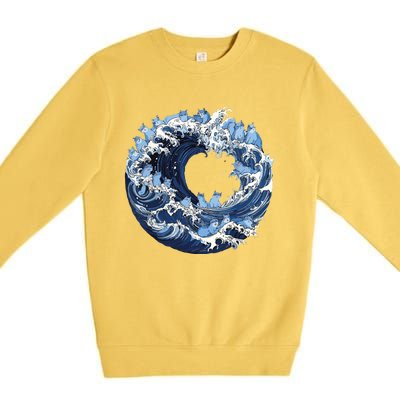 Cute Wave Of Blue Cats For Kamala Premium Crewneck Sweatshirt