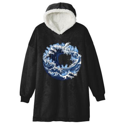 Cute Wave Of Blue Cats For Kamala Hooded Wearable Blanket