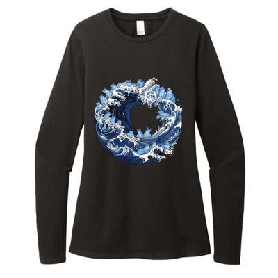 Cute Wave Of Blue Cats For Kamala Womens CVC Long Sleeve Shirt