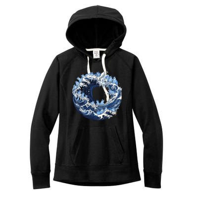 Cute Wave Of Blue Cats For Kamala Women's Fleece Hoodie