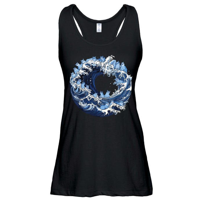 Cute Wave Of Blue Cats For Kamala Ladies Essential Flowy Tank