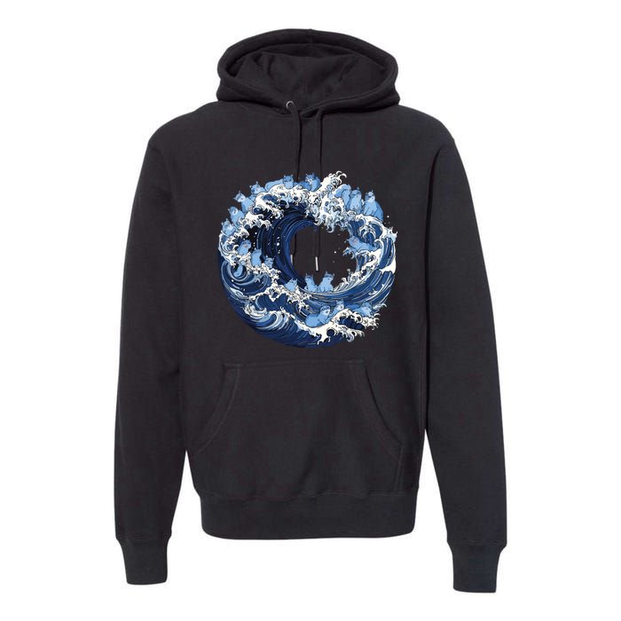 Cute Wave Of Blue Cats For Kamala Premium Hoodie