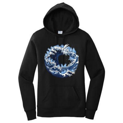 Cute Wave Of Blue Cats For Kamala Women's Pullover Hoodie