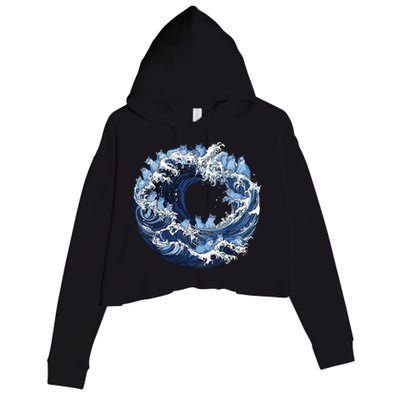 Cute Wave Of Blue Cats For Kamala Crop Fleece Hoodie