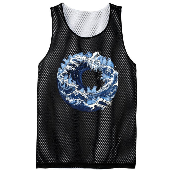 Cute Wave Of Blue Cats For Kamala Mesh Reversible Basketball Jersey Tank