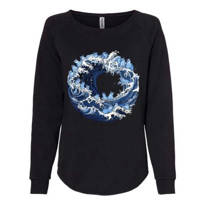 Cute Wave Of Blue Cats For Kamala Womens California Wash Sweatshirt