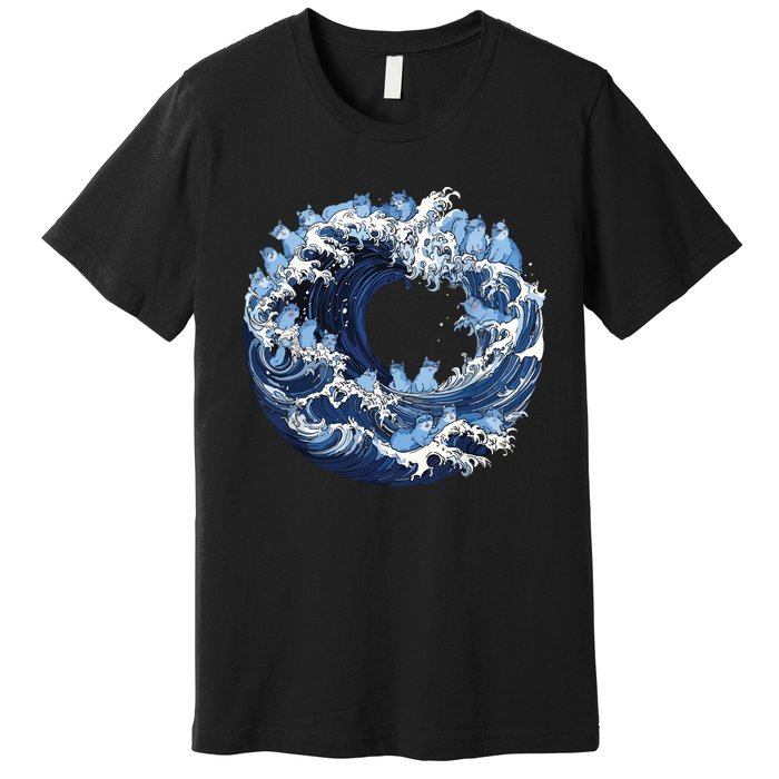 Cute Wave Of Blue Cats For Kamala Premium T-Shirt