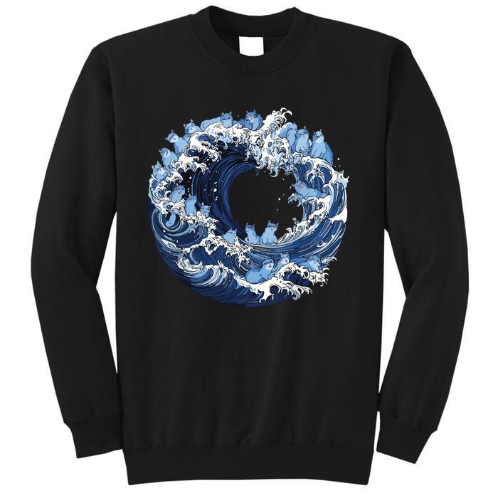 Cute Wave Of Blue Cats For Kamala Tall Sweatshirt