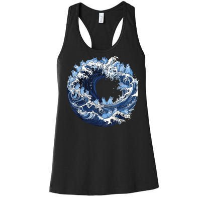 Cute Wave Of Blue Cats For Kamala Women's Racerback Tank