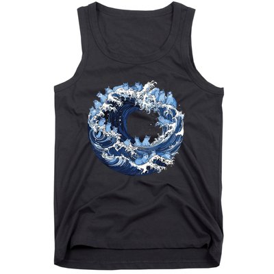 Cute Wave Of Blue Cats For Kamala Tank Top