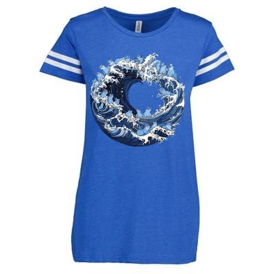 Cute Wave Of Blue Cats For Kamala Enza Ladies Jersey Football T-Shirt