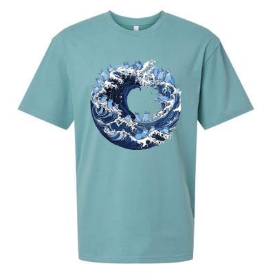 Cute Wave Of Blue Cats For Kamala Sueded Cloud Jersey T-Shirt