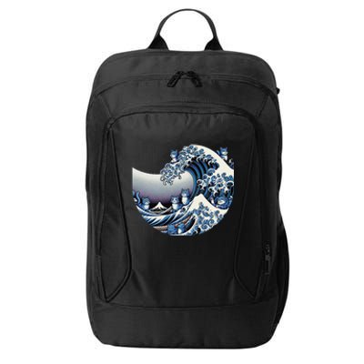 Cute Wave Of Blue Cats For Kamala Funny City Backpack