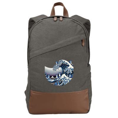 Cute Wave Of Blue Cats For Kamala Funny Cotton Canvas Backpack