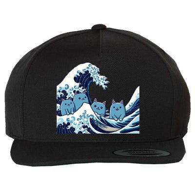 Cute Wave Of Blue Cats For Kamala Gift Wool Snapback Cap