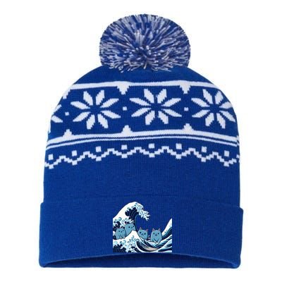 Cute Wave Of Blue Cats For Kamala Gift USA-Made Snowflake Beanie