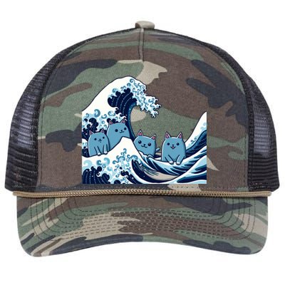 Cute Wave Of Blue Cats For Kamala Gift Retro Rope Trucker Hat Cap