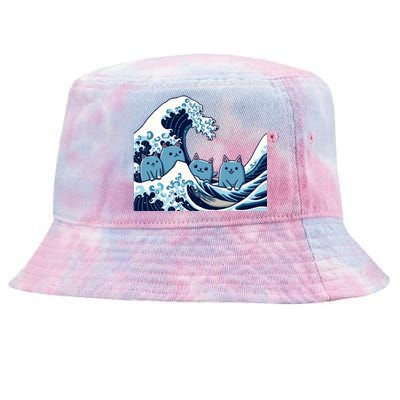 Cute Wave Of Blue Cats For Kamala Gift Tie-Dyed Bucket Hat