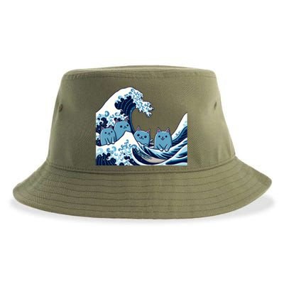 Cute Wave Of Blue Cats For Kamala Gift Sustainable Bucket Hat