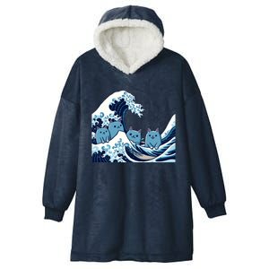 Cute Wave Of Blue Cats For Kamala Gift Hooded Wearable Blanket