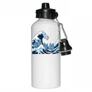 Cute Wave Of Blue Cats For Kamala Gift Aluminum Water Bottle