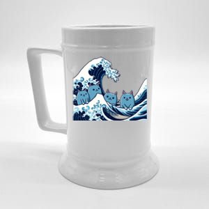 Cute Wave Of Blue Cats For Kamala Gift Beer Stein