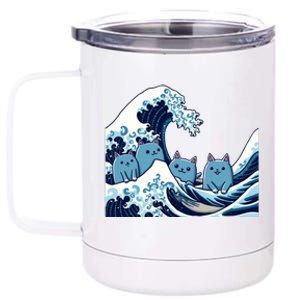 Cute Wave Of Blue Cats For Kamala Gift 12 oz Stainless Steel Tumbler Cup