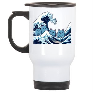 Cute Wave Of Blue Cats For Kamala Gift Stainless Steel Travel Mug