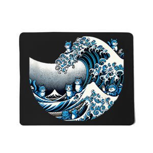 Cute Wave Of Blue Cats Blue Cats Wave Mousepad