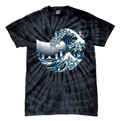 Cute Wave Of Blue Cats Blue Cats Wave Tie-Dye T-Shirt