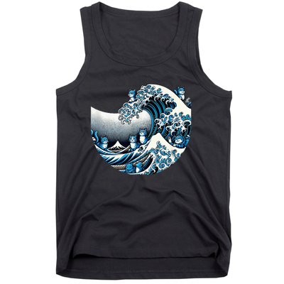 Cute Wave Of Blue Cats Blue Cats Wave Tank Top