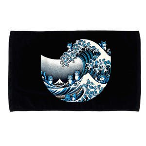 Cute Wave Of Blue Cats Blue Cats Wave Microfiber Hand Towel