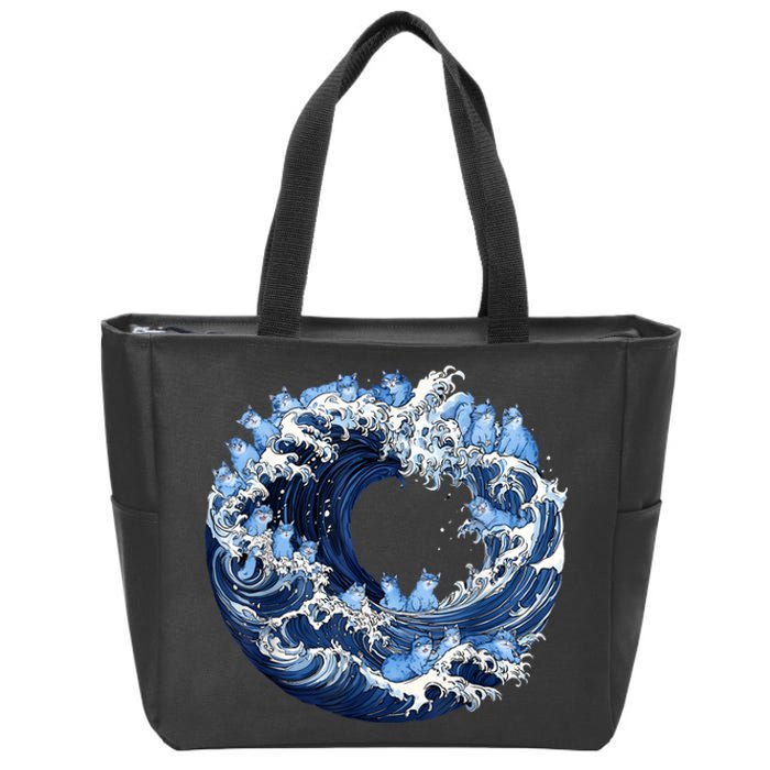 Cute Wave Of Blue Cats For Kamala Zip Tote Bag