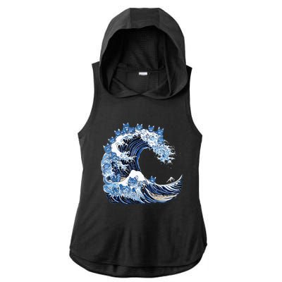 Cute Wave Of Blue Cats For Kamala Ladies PosiCharge Tri-Blend Wicking Draft Hoodie Tank