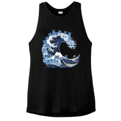 Cute Wave Of Blue Cats For Kamala Ladies PosiCharge Tri-Blend Wicking Tank