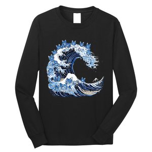 Cute Wave Of Blue Cats For Kamala Long Sleeve Shirt