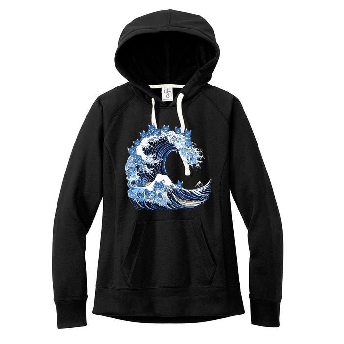 Cute Wave Of Blue Cats For Kamala Women's Fleece Hoodie