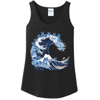 Cute Wave Of Blue Cats For Kamala Ladies Essential Tank