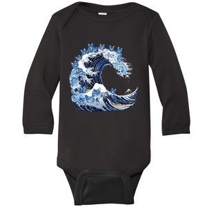 Cute Wave Of Blue Cats For Kamala Baby Long Sleeve Bodysuit