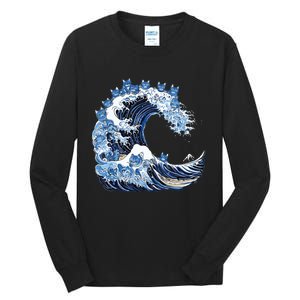 Cute Wave Of Blue Cats For Kamala Tall Long Sleeve T-Shirt